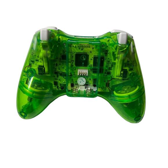 Xbox 360 Green Translucent Wireless Controller Gamepad Double Motor Back Missing - Picture 7 of 10